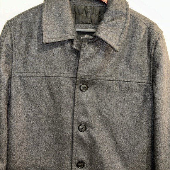 Structure Ladies Small Dk Grey Single Breasted Wool Blend Coat Lined And Classic - Picture 1 of 16